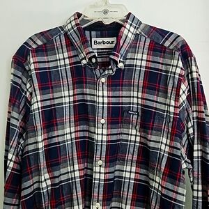 Barbour Mens Crossfell Tailored Plaid Flannel Button Down Shirt Multicolor M
